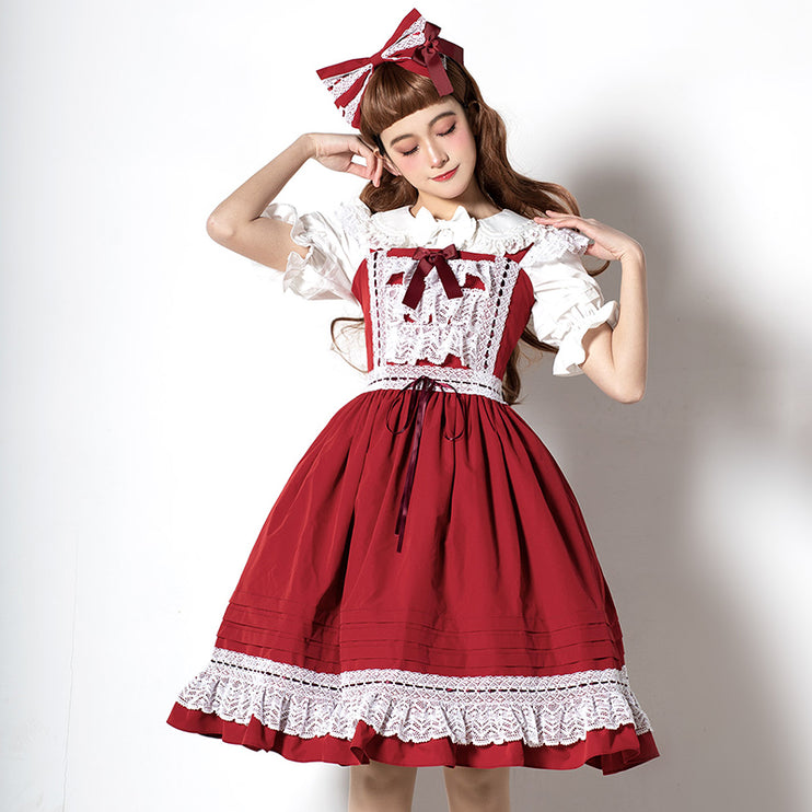 Elegant Multicolored Lolita Dress with Bow Details    OP & JSK