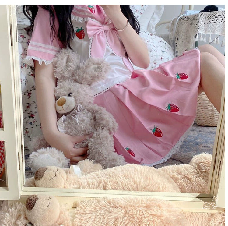 Authentic Lolita Uniform Lolita JK Skirt Strawberry Schoolgirl Outfit