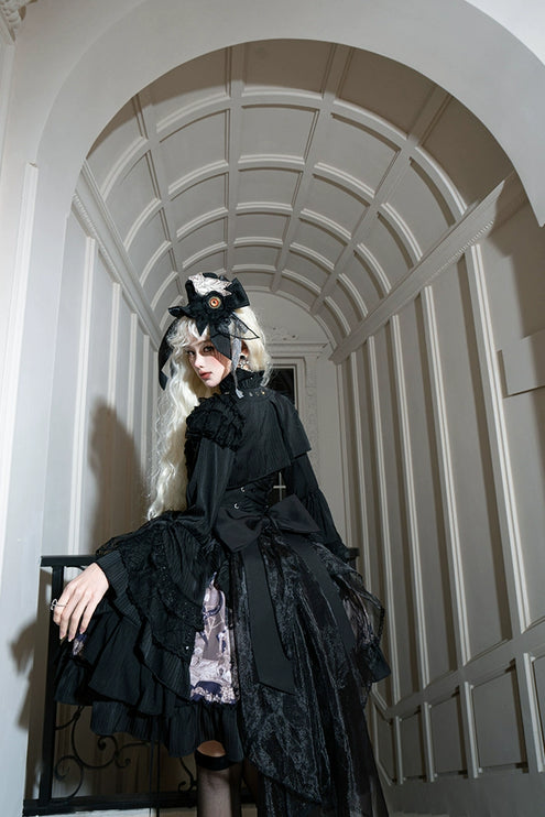 Elegant Gothic Lolita Jacket with Ruffled Trims and Button Details - Multiple Colors Available