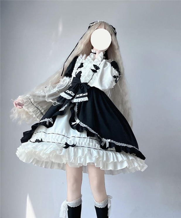 Elegant Black and White Layered Lolita Dress - Versatile and Comfortable for All Occasions