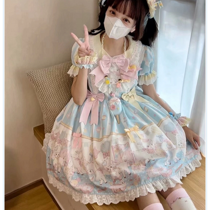 Cute lamb doll-like style sweet pink lolita jsk set