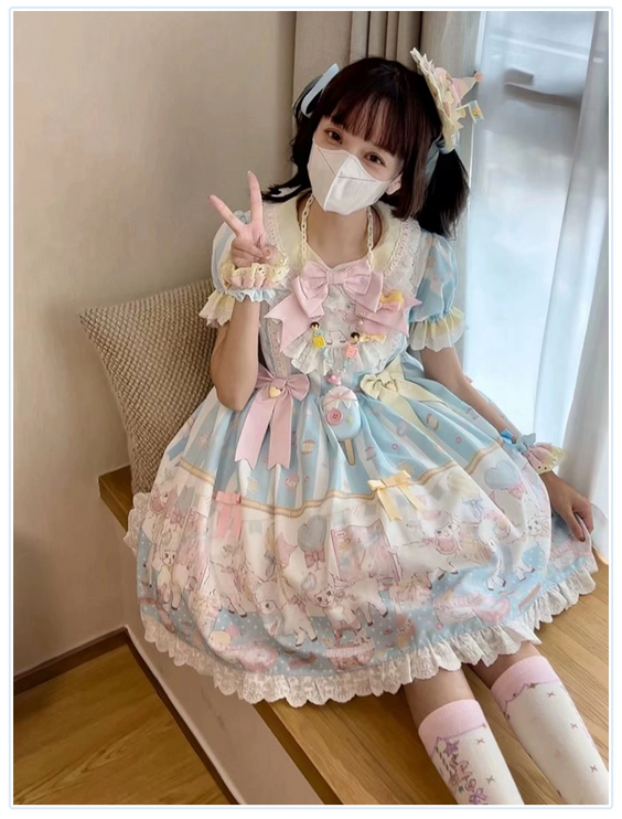 Cute lamb doll-like style sweet pink lolita jsk set