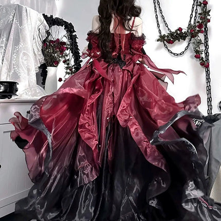 Gothic Elegance Red Princess Lolita Gown – Dramatic New Year's Edition