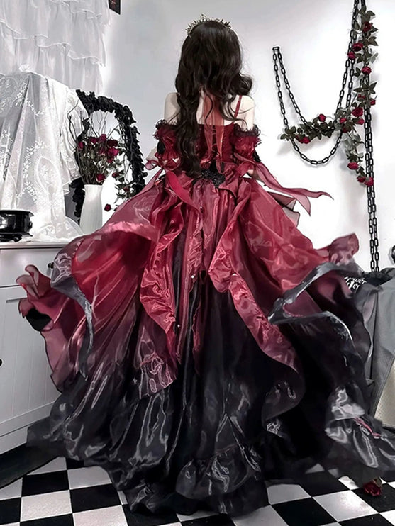 Gothic Elegance Red Princess Lolita Gown – Dramatic New Year's Edition