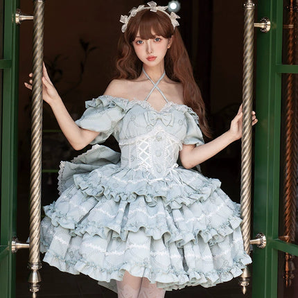 Puff Rose OP Princess Bow Trailing Dress Original Lolita