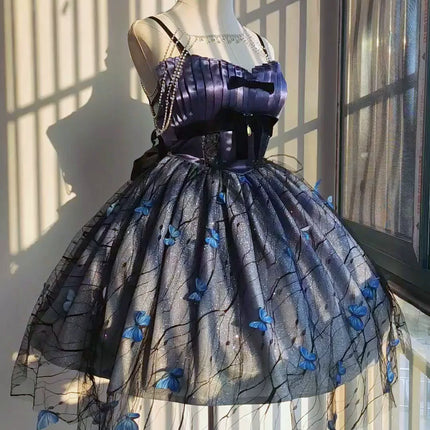 [Limited edition] Dreamy Purple Butterfly Fantasy Lolita Gown with Grand Luxurious Skirt