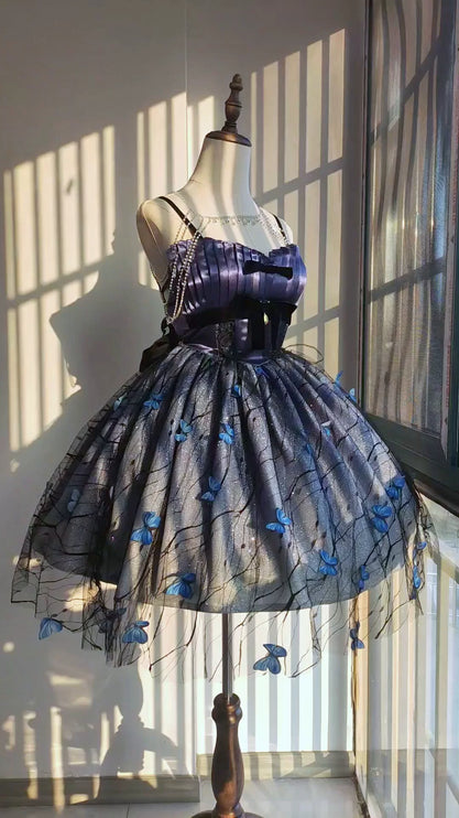 [Limited edition] Dreamy Purple Butterfly Fantasy Lolita Gown with Grand Luxurious Skirt