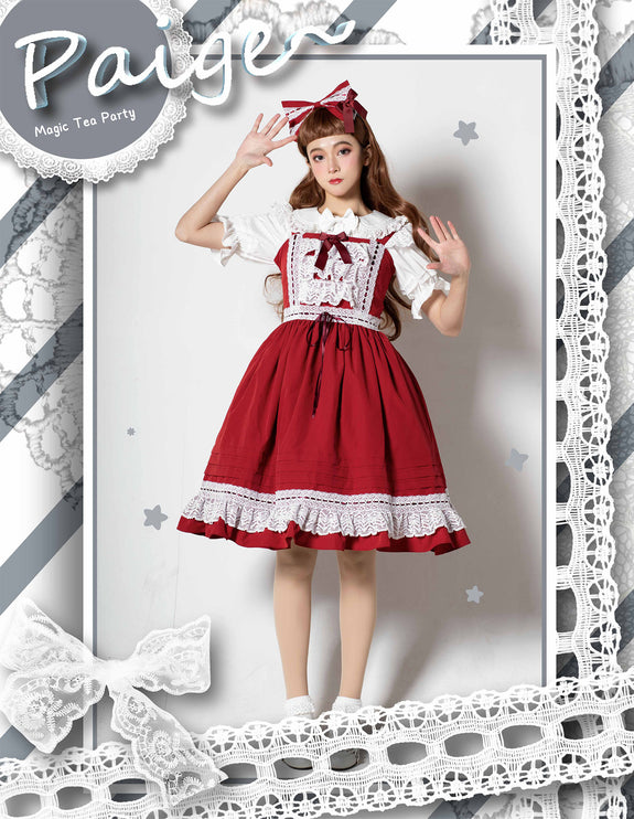 Elegant Multicolored Lolita Dress with Bow Details    OP & JSK