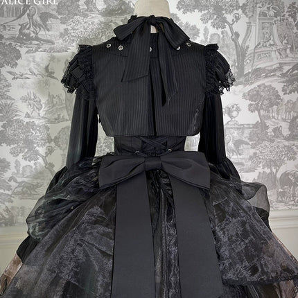 Elegant Gothic Lolita Jacket with Ruffled Trims and Button Details - Multiple Colors Available