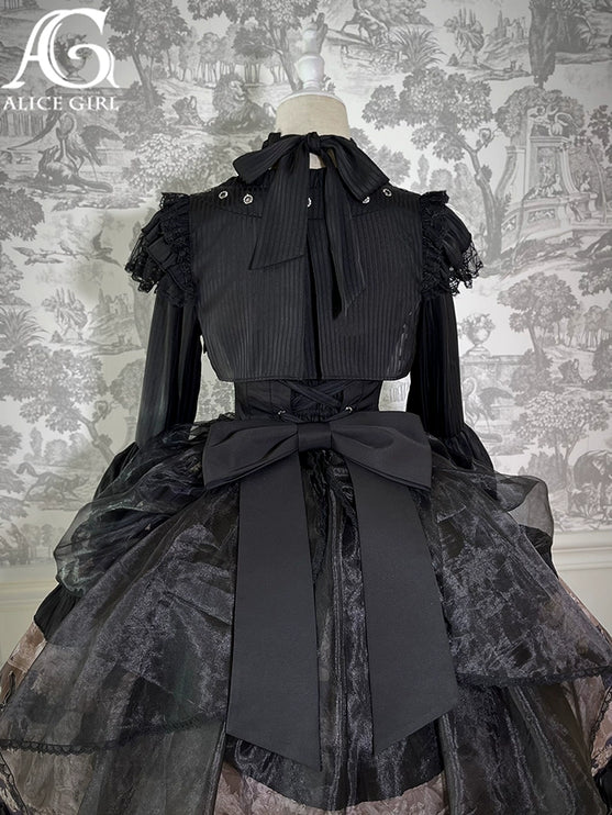 Elegant Gothic Lolita Jacket with Ruffled Trims and Button Details - Multiple Colors Available