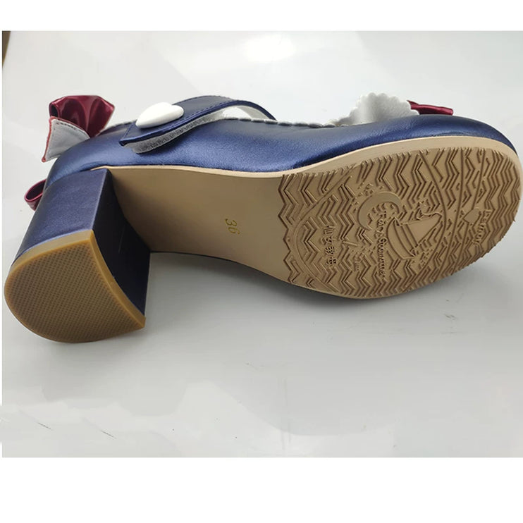 Charming Heeled Shoes with Heart - shaped Buckles and Delicate Bows