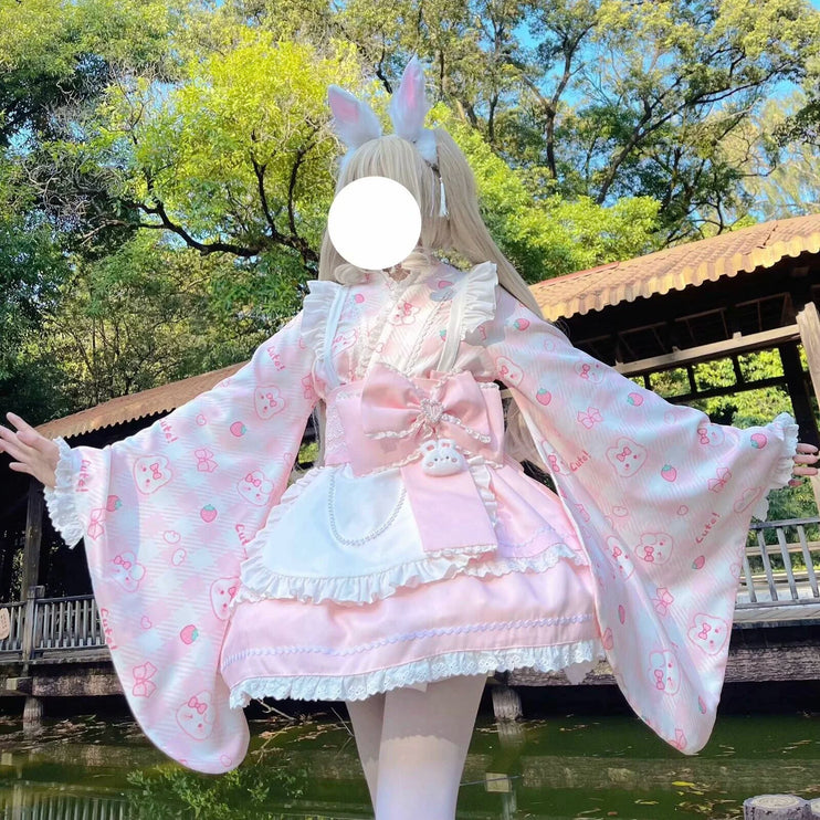 Colorful Fairy Tale Lolita Dress with Embroidery Details and Ruffled Skirt