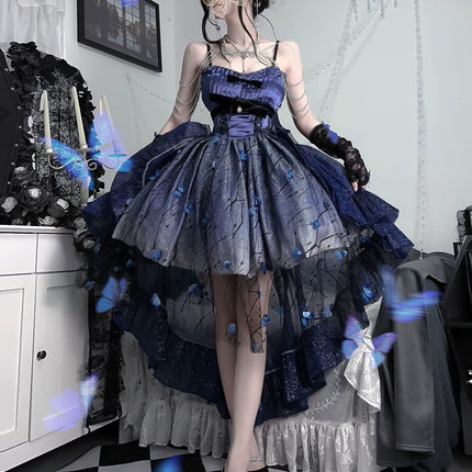 [Limited edition] Dreamy Purple Butterfly Fantasy Lolita Gown with Grand Luxurious Skirt