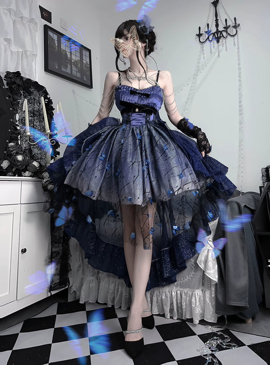 [Limited edition] Dreamy Purple Butterfly Fantasy Lolita Gown with Grand Luxurious Skirt