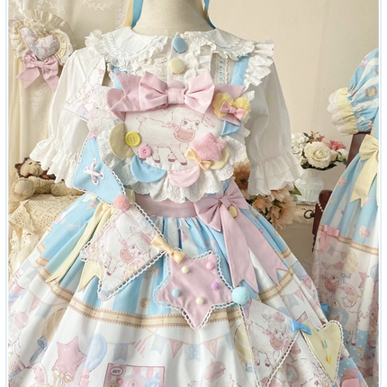 Cute lamb doll-like style sweet pink lolita jsk set