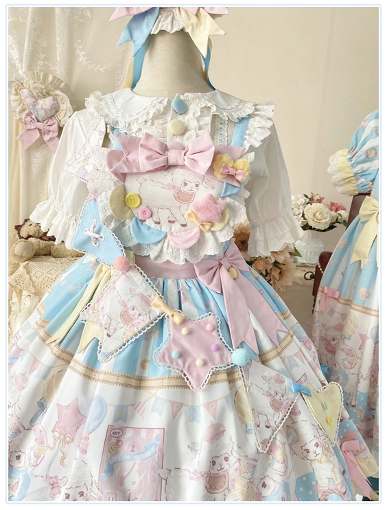 Cute lamb doll-like style sweet pink lolita jsk set