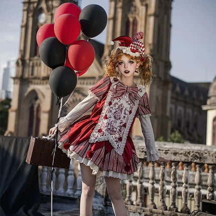 Lolita Delight: Exquisite Black & Red Dresses with Whimsical Patterns and Charming Details
