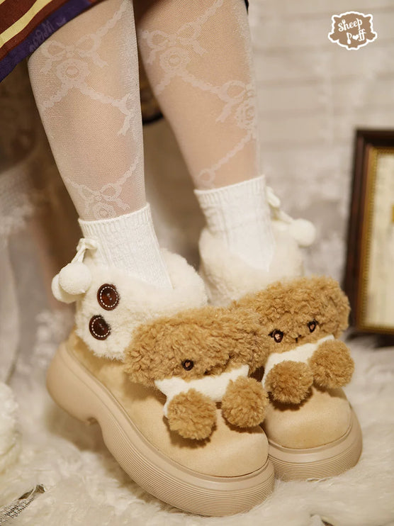 Panda - themed Fluffy Slippers with Heels and Adorable Face Designs