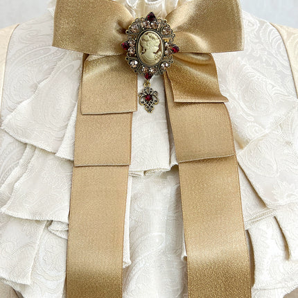 European Court-Inspired Lolita Prince Set – Cream Jacquard Blouse with Suspender Shorts