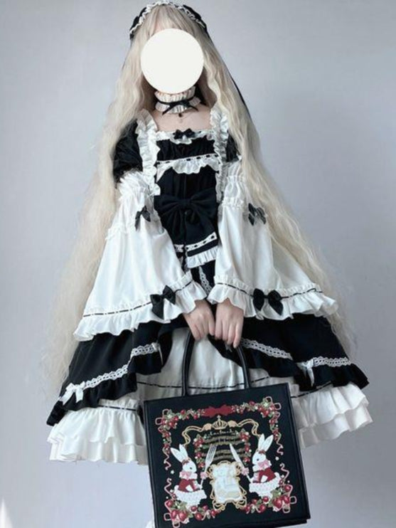 Elegant Black and White Layered Lolita Dress - Versatile and Comfortable for All Occasions