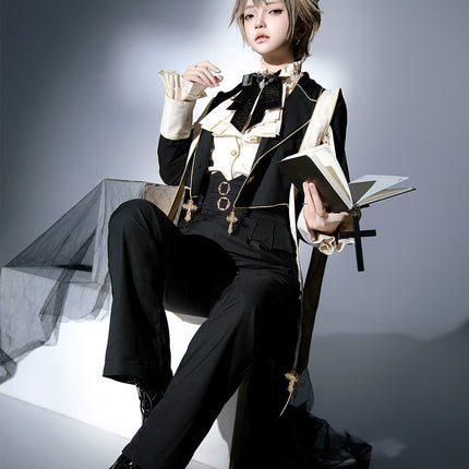Priest Lolita long-sleeved coat, shirt, and pants — Ouji (prince-style), knight-inspired outfit