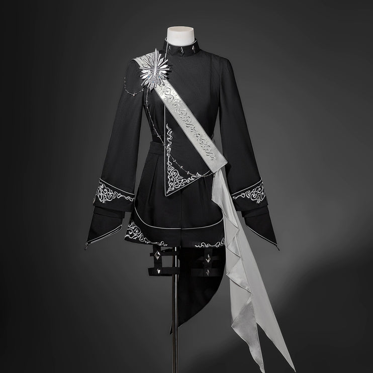 Vintage Dark Gothic Prince-style Suit with Suspenders and Shorts — Dashing and Handsome