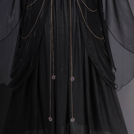 Dark fairy maxi dress: A perfect blend of lace and tassels