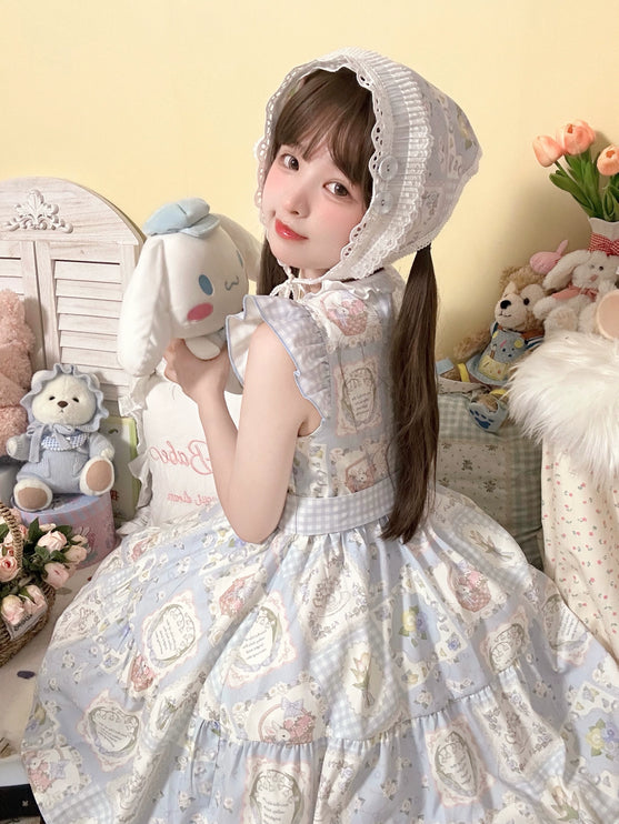 S-XL Spring Prelude Original Pastoral Print Lightweight Daily Lolita Dress