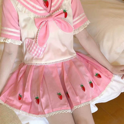 Authentic Lolita Uniform Lolita JK Skirt Strawberry Schoolgirl Outfit