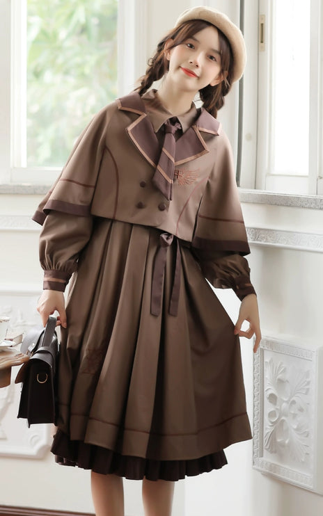 French Retro Lolita JK Dress Vintage Dress Cloak Suit