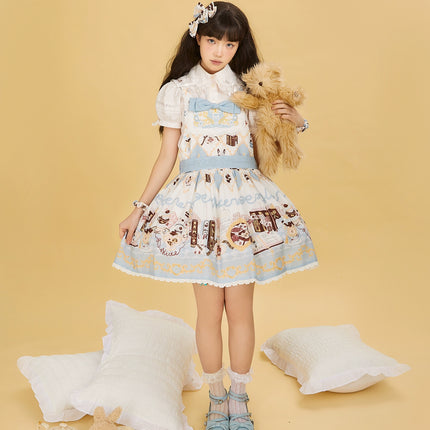 Alice Rabbit High-Waisted Classical Sweet JSK Lolita dress Lolita Suspender with Lace Trim and Bow