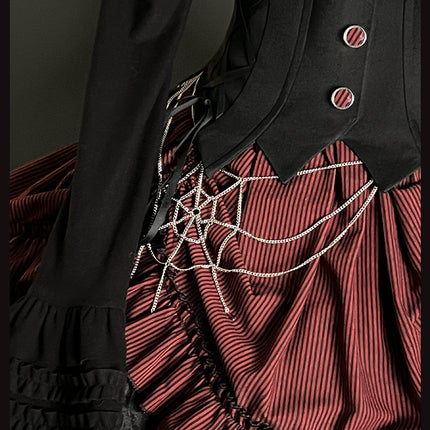 Gothic Lolita Dress with Ruffled Hem and Corset Detail