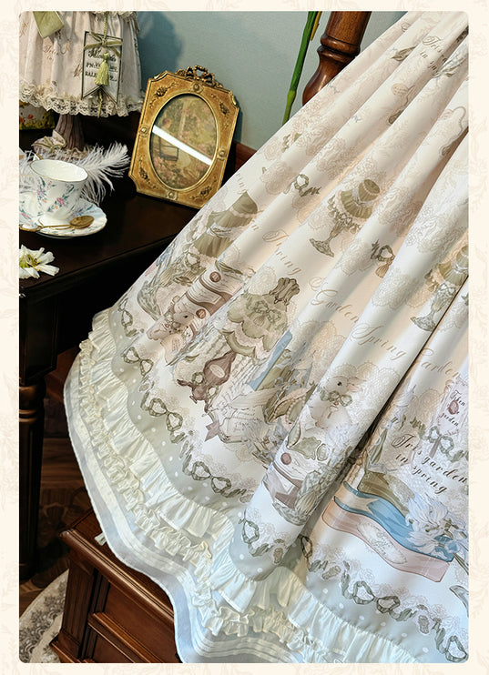 Elegant Floral Lolita JSK with Sash - Vintage Charm for Everyday and Special Occasions