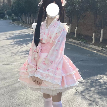 Colorful Fairy Tale Lolita Dress with Embroidery Details and Ruffled Skirt