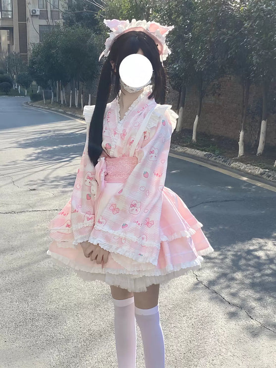 Colorful Fairy Tale Lolita Dress with Embroidery Details and Ruffled Skirt