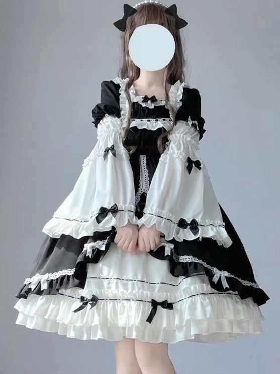 Elegant Black and White Layered Lolita Dress - Versatile and Comfortable for All Occasions