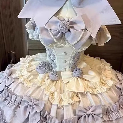 Elegant Lolita Style! Light Purple Princess Dress with Pearl Embellishments, Big Skirt Flare – Birthday Party Dress