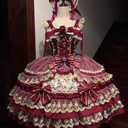 Gothic Lolita Dress with Intricate Lace and Elegant Bows - multiple colors Fantasy Style
