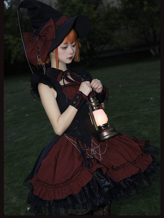 Gothic Lolita Dress with Ruffled Hem and Corset Detail