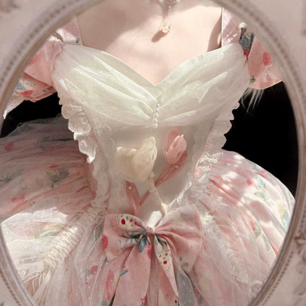 Vintage-Sweet Style Arrives! Mint-Green Print Lolita Dress with Lace Trim – Create a Retro-Sweet Girl Look