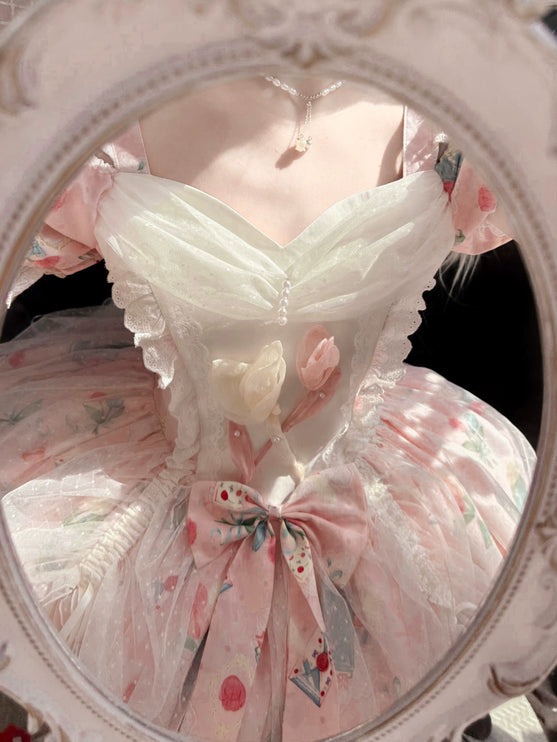 Vintage-Sweet Style Arrives! Mint-Green Print Lolita Dress with Lace Trim – Create a Retro-Sweet Girl Look