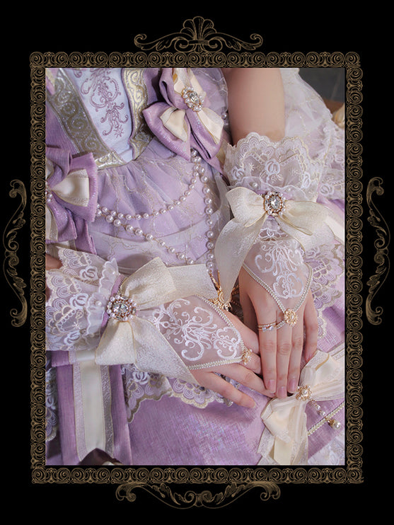 Girls' Anniversary Court Retro Dress with Lace Trims