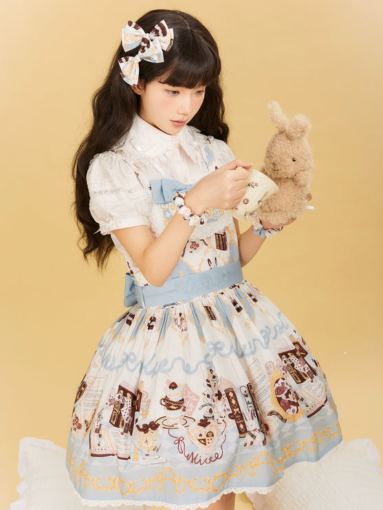 Alice Rabbit High-Waisted Classical Sweet JSK Lolita dress Lolita Suspender with Lace Trim and Bow