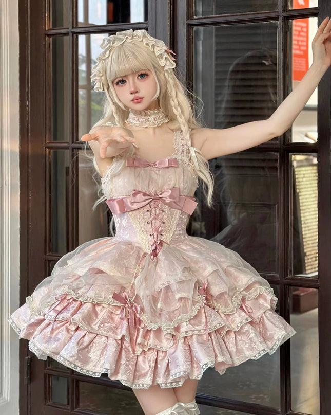 Sweet Strapless Princess Dress Gentle Cute Anime Style Lolita Dress