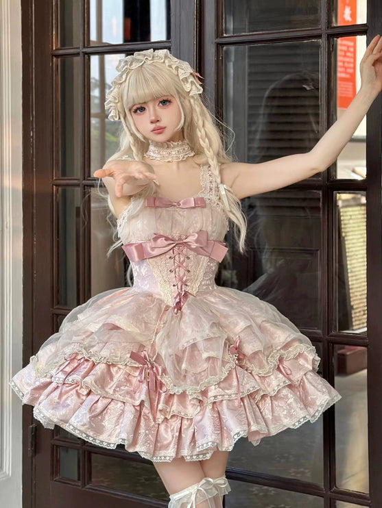 Sweet Strapless Princess Dress Gentle Cute Anime Style Lolita Dress