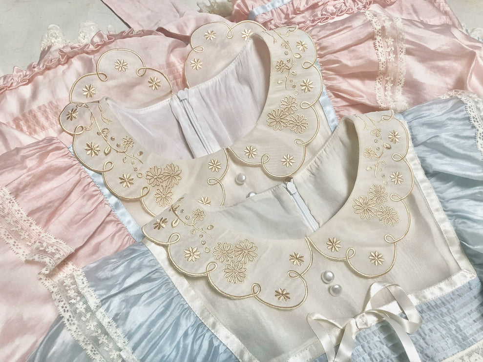 Timeless Doll Lolita Dress - Vintage Tencel OP with Pastel Lace and Ribbon Details