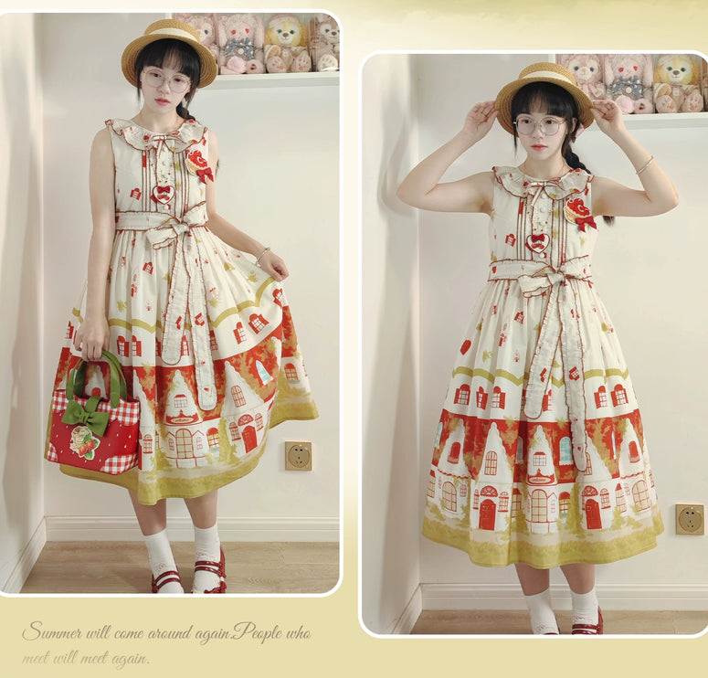 Red House Fairytale Countryside Vintage Dress --Original JSK & OP Lolita Dress