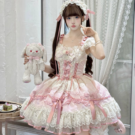 Sweet Lolita Delight: Pink and White Layered Dream Dress