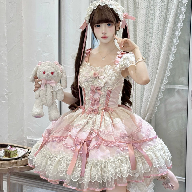 Sweet Lolita Delight: Pink and White Layered Dream Dress