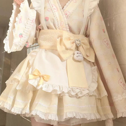 Colorful Fairy Tale Lolita Dress with Embroidery Details and Ruffled Skirt